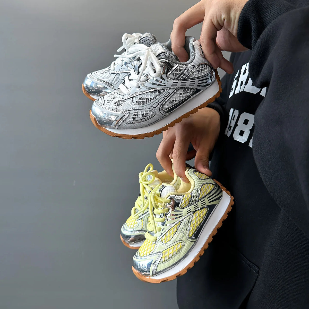 2026 Spring Toddler Kid Breathable Orbit Metallic Rubber Mesh Sneakers Children Casual Fashion Boy Girl Sports Walking Shoes