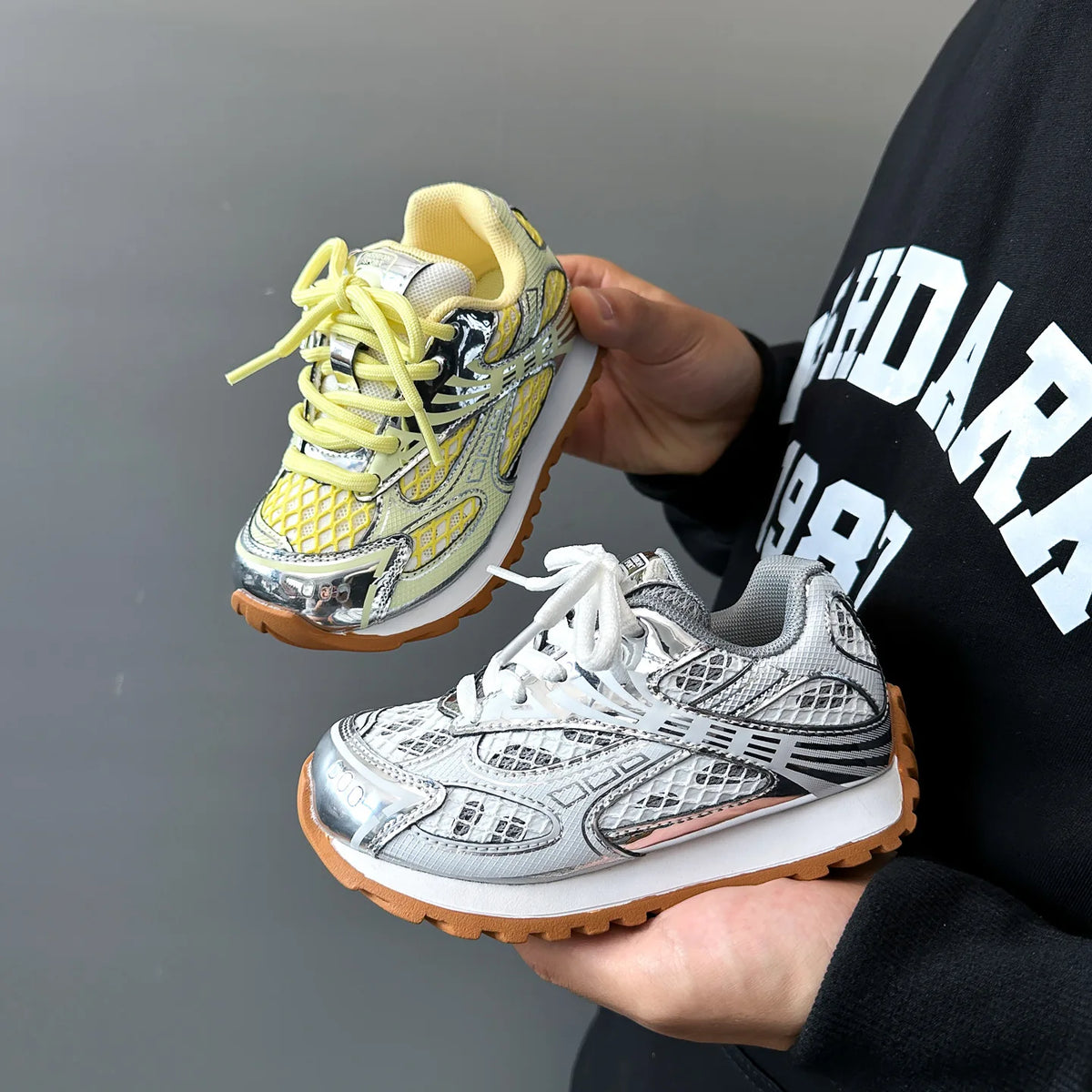 2026 Spring Toddler Kid Breathable Orbit Metallic Rubber Mesh Sneakers Children Casual Fashion Boy Girl Sports Walking Shoes